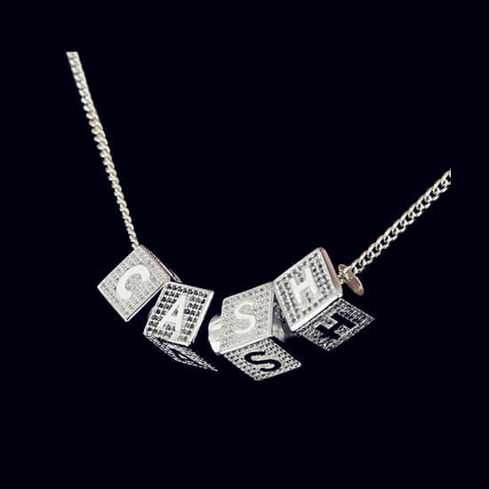 Personalized cuban chain fine initial jewelry company custom made silver cube name necklace suppliers